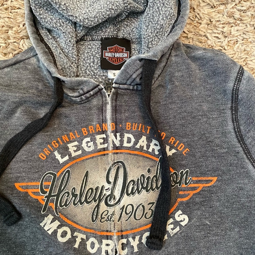Harley davidson zip up with orange detailing